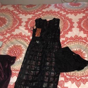 Long beautiful mesh see through dress with under